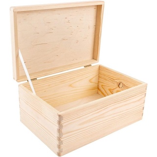 Creative Deco Holzkiste mit Deckel | 30 x 20 x 14 cm (+/-1cm) | Erinnerungsbox Baby Groß Holzbox mit Deckel Unlackiert Kasten | Für Dokumente, Wertsachen, Spielzeuge, Werkzeuge | ROH