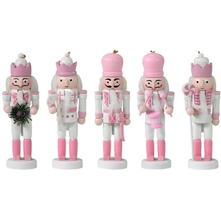 Nussknacker-Figuren aus Holz, rosa Weihnachtsdekoration, 13 cm, Weihnachts-Nussknacker-Ornament-Set, Nussknacker-Ornament für Weihnachten, Schreibtisch, Heimdekoration, Kindergeschenke