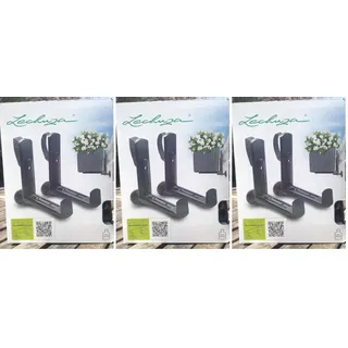 Lechuza Halter schwarz für Balconera Balkonkästen 19033 Balkonkastenhalter (Packung mit 3)