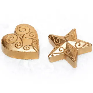 Motivkerzen Herz & Stern 2er-Set gold - Kerzen Weihnachten Weihnachtsdeko
