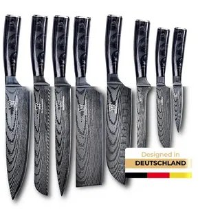 Küchenkompane Messer-Set Asiatisches Messerset Kuro 8-teiliges Küchenmesser Set Premium (8-tlg) grau|silberfarben
