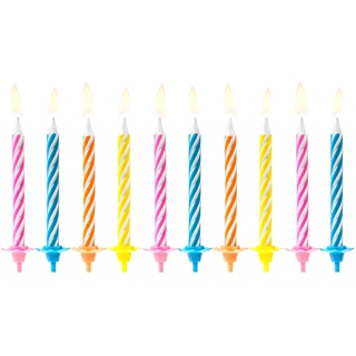 Geburtstagskerzen 6cm mit Halter 10er Set Kuchenkerzen mit Kerzenhalter zum Stecken für Geburtstag Kerzen für Geburtstagskuchen Bunt gemischt