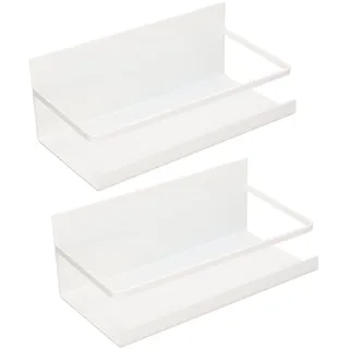 TYCIONG 2-teiliges magnetisches Gewürzregal, platzsparendes Eisenkühlschrankregal, mit 4 abnehmbaren Haken zur Aufbewahrung von Gewürzflaschen und Olivenöl (weiß)