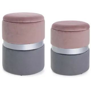 andrea bizzotto Pouf Polina 2er-Set Samt 36 x 44 x 36 cm Rosa/Grau