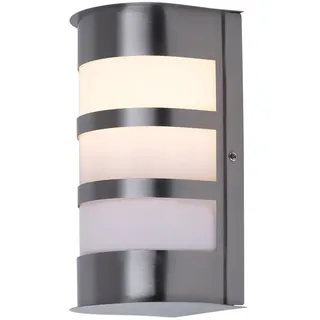 ETC Shop Außenleuchte Edelstahl 23x13 cm 1x E27 silber weiß