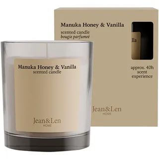 Jean & Len Scented Candle Manuka Honey & Vanilla, vegan, 195 g | Mit Sheabutter, Brenndauer ca. 40 Stunden, minimalistisches Design, sinnlicher Duft