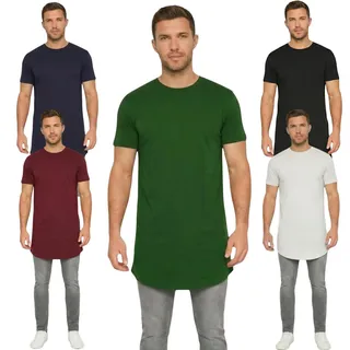 Herren T-Shirt Extra Lang - Premium Baumwolle (95/5) Stretch - Unterhemd Longline Tall Fit für Große Männer - Überlänge & Formstabil - L Tall