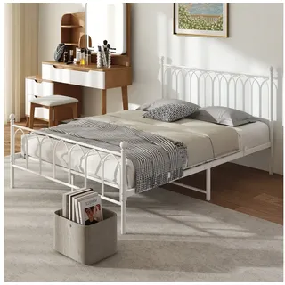 REDOM Metallbett Jugendbett mit Lattenrost ohne Martatze (1-tlg), 140x200 cm Weiß weiß