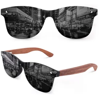 GQUEEN Sonnenbrille Holz Herren Damen Polarisierte Retro UV400 - M