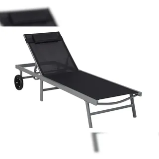 Merxx Tessin Liege Set 2tlg., 1 Liege, 1 Kopfkissen, Aluminium, Textil, Schwarz
