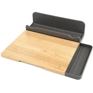 Schneidebrett aus Holz mit Auffangschale & Ablage im Set - Massiv - 43 x 36 cm groß