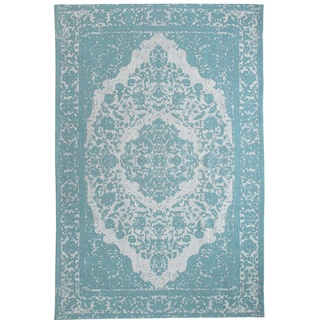 Wollteppich MORGENLAND "Vintage Teppich handgetuftet blau" Teppiche Gr. B/L: 80 cm x 300 cm, 8 mm, 2,4 m2, 1 St., blau Orientalische Muster