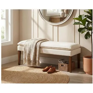 LuxusKollektion Bettbank Sitzbank Chenille Weiß (1-St) weiß
