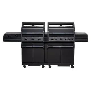 Grillfürst Gasgrill Independence P830E, schwarz, 8 Brenner, Edelstahl, mit Thermometer und Ablagen, 23,2 KW