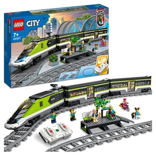 LEGO 60337 City Personen-Schnellzug, Set mit ferngesteuertem Zug mit Scheinwerfern, 2 Wagen und 24 Schienen-Elementen, Eisenbahn-Spielzeug, Geschen...