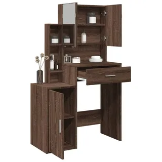 furnicato Schminktisch 80 x 35 x 132 cm Braun Eichen-Optik (1-St), Kosmetikkommode mit 8 Fächern und Spiegel für dein Schlafzimmer braun