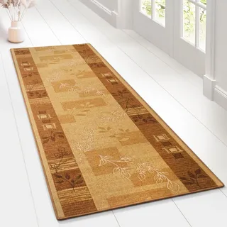 der Meisterei Teppichläufer auf Maß Flur Läufer Brücke Teppich Agadir Akzent Wohnteppich beige Meterware rutschfest 67 cm breit 67 x 340 cm