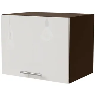Feldmann-Wohnen Klapphängeschrank, Weiß Hochglanz, Dunkelgrau, Holzwerkstoff, Rechteckig, 45x36x32.5 cm, Küchen, Küchenmöbel, Küchenschränke, Küchenoberschränke
