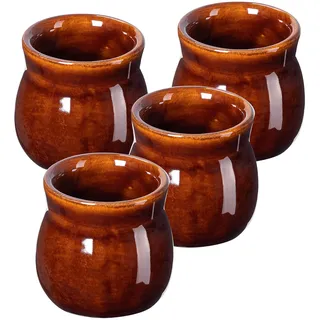 KADAX Tonbecher 250ml, 4er Set, Keramikbecher für Glühwein, Kaffee & Tee, handgefertigter Becher aus Keramik, Weihnachtsbecher, Glühweinbecher aus Ton