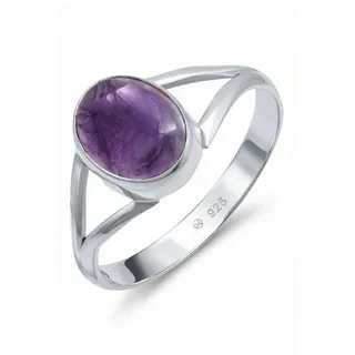 mantraroma Silberring HARDIN aus 925 Silber mit Amethyst (Ring mit Schmuckbeutel), Damenring aus 925er Silber lila 62