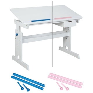Inter Link Schreibtisch BARU, Kindertisch aus Massivholz höhenverstellbar Neigbar mit Schublade