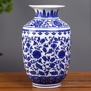 RTYHN Handgemachte Vase,Chinesische Blaue und WeißE Porzellanvase,Dekorative Vase,China Ming-Stil,Höhe 23cm