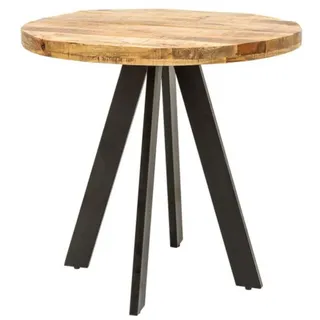 LebensWohnArt Esstisch Industrie-Look Esstisch ARTE 80cm rund Mangoholz natural