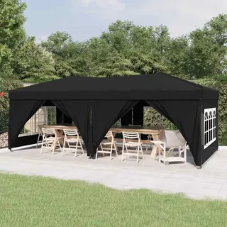 vidaXL Partyzelt Faltbar mit Seitenwänden Schwarz 3 x 6 m 