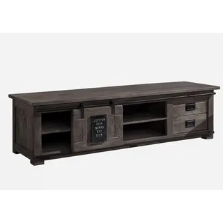 Massivmoebel24 RAILWAY TV-Lowboard 180x55x50 cm Grau Holz