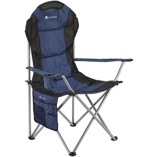 Juskys Campingstuhl Lido mit Getränkehalter & Tasche - Camping Klappstuhl gepolstert - Stuhl Blau