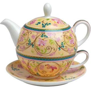 TeaLogic Tea for one Emma - Set aus Tasse (250ml) und Teekanne (500ml) Tea-for-One mit Flamingo Motiv - Tea Logic Becher Bone China
