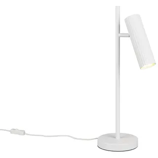 TRIO Leuchten LED Nachttischlampe, Dimmfunktion, LED wechselbar, Warmweiß, große Schreib-Tischlampe, Leselampe mit schwenkbarem Spot, Höhe 50cm weiß