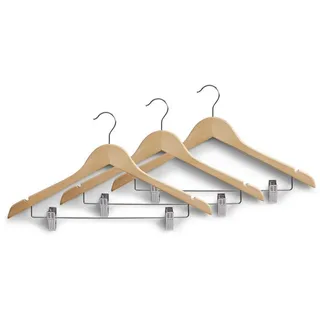 Zeller Kleiderbügel-Set Holz Beige 3 St.