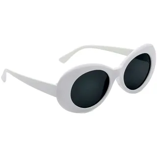 Runde Retro-Sonnenbrille für Damen, ovale UV-Sonnenbrille, farbige Gläser, weiß, rauchfarben, groß