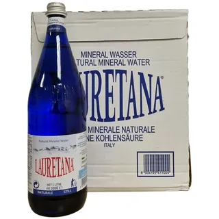 Lauretana Naturales Mineralwasser, Still, 1L Glasflaschen, 6er Pack