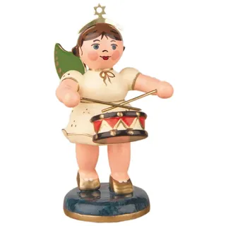 Engel mit Trommel - 6,5cm / Weihnachtsengel - Original Erzgebirge Engel -Hubrig Volkskunst