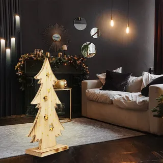 Weihnachtsbaum Weihnachtsdeko Dekoleuchte LED X-MAS Holz Kiefer Innen Außen IP44