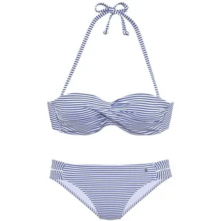 S.Oliver Bügel-Bandeau-Bikini Damen hellblau-weiß Gr.44 Cup D