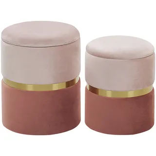 Beliani Pouf 2er Set aus Samtstoff rosa Ottoman Sitzpouf WICHITA