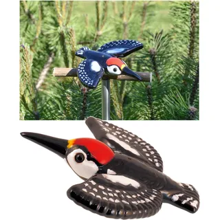 Midene Gartenstecker Keramik Handgefertigt - Gartendeko für Draußen Wetterfest - Garten Deko Keramik - Vogel Gartenfiguren & Gartenstatuen - Specht