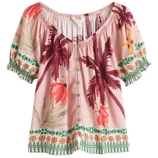 Next Carmenbluse Bardot-Oberteil mit Puffärmeln und Leinenanteil (1-tlg) rosa 50 (GB: 22)