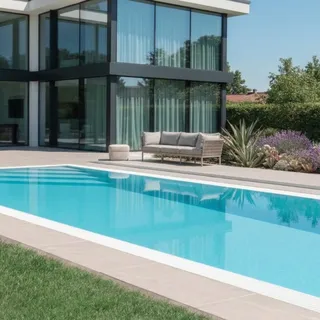 Einbaupool Infinity® Bay mit Überlauf 3,0x8,0m | Überlauf-Schwimmbecken: Fertig montiert, verrohrt und verkabelt