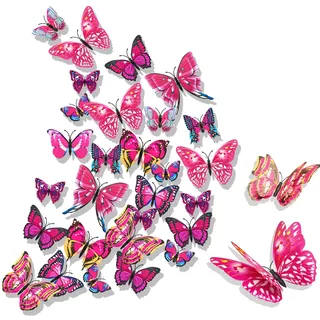 3D Schmetterlinge Wanddeko Schmetterling Deko Wandtattoo Wandaufkleber Schmetterlinge Butterfly Dekoration Abnehmbare Wandaufkleber Heimdeko Kinderzimmer Schlafzimmer Deko Mei Hong