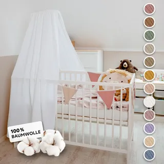 lilimaus Betthimmel Babybett in 12 Farben [inkl. Himmelstange] - Himmel Babybett aus 100% Baumwolle Musselin - Betthimmel Mädchen & Jungen - Himmelbett Vorhänge mit Stange - Kinder Babyzimmer Deko