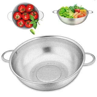 Küchensieb mit Griffen, Ø 22cm Nudelsieb,mit Verstärktem Griff, Edelstahl Nudelsieb,Siebkorb über, Für Nudeln Abtropfen, Gemüse und Obst, Reis, Spülmaschinenfest