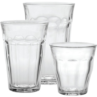 Duralex Made In France Picardie 18-Piece Clear Drinking Glasses & Tumbler Set: Set Includes: (6) 8-3/4 oz, (6) 12-5/8 oz, (6) 16-7/8 oz by Duralex