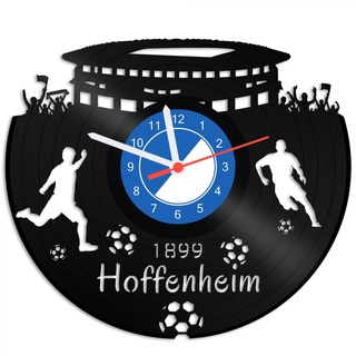 GRAVURZEILE Schallplattenuhr Hoffenheim - 100% Vereinsliebe - Upcycling Design Wanduhr aus Vinyl Made in Germany