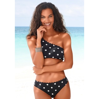 Bustier-Bikini-Top LASCANA "Jada" Gr. 36, Cup C/D, schwarz-weiß (schwarz, weiß) Damen Bikini-Oberteile Bikini-Oberteil Ocean Blue in One-Shoulder-Form
