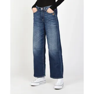 Gang "94CARLOTTA", Damen, Gr. 31, Normalgrößen, blau (genuine indigo), 99% Baumwolle, 1% Elasthan, unifarben, relaxed Fit im bodenlangen Palazzo-Style