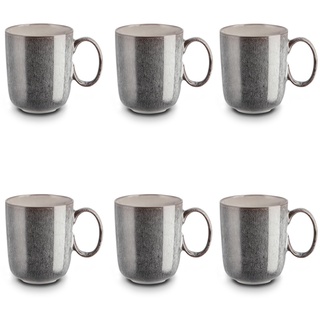 Peill+Putzler Germany 6er-Set Kaffeebecher in grau aus Steinzeug, Becher mit 350 ml Volumen für 6 Personen, spülmaschinenfest & mikrowellengeeignet, jedes Teil ein Unikat